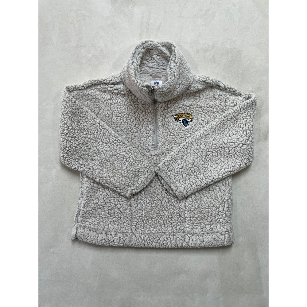 NFL Jacksonville Jaguars Gray Sherpa Fleece Quarter Zip Pullover Womens Large